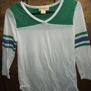 Wildfox Green and White Long Sleeve Top